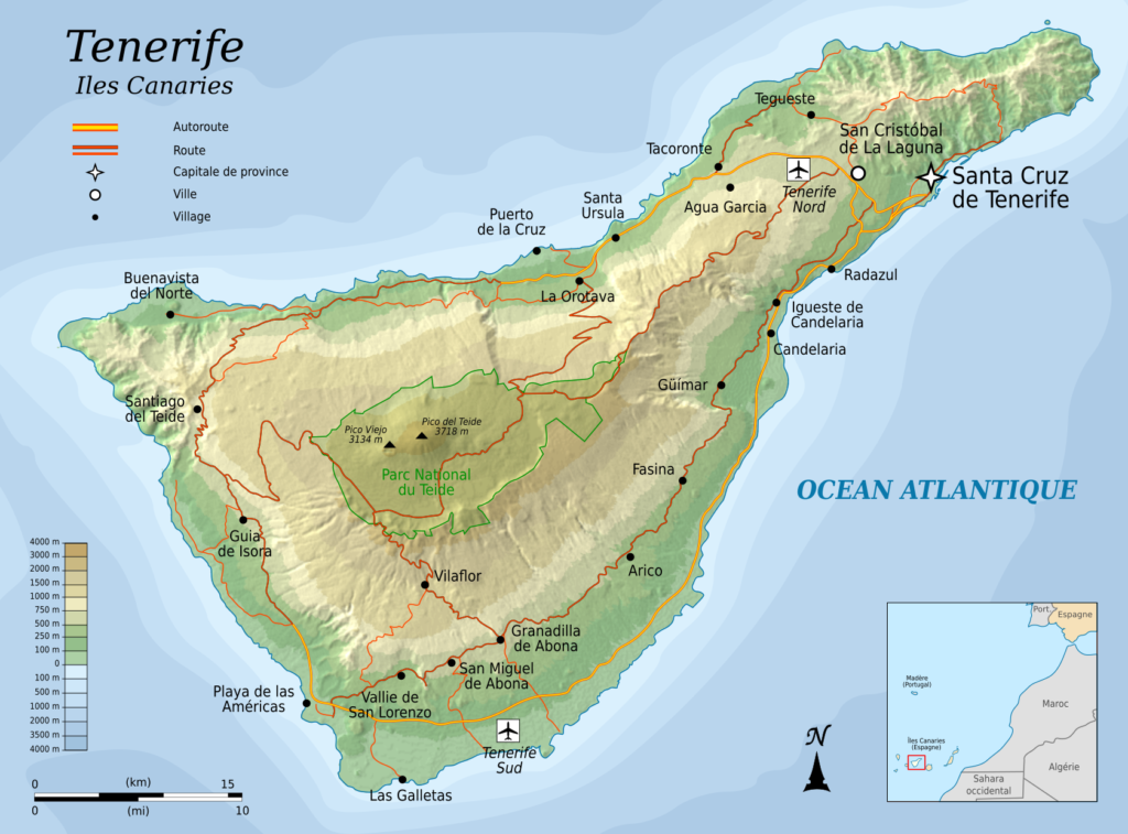 Mappa topografica di Tenerife